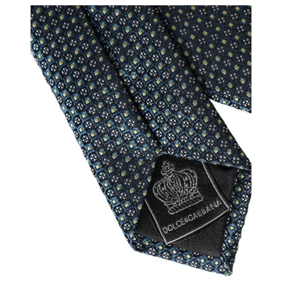 Dolce & Gabbana Green Patterned 100% Silk Adjustable Men Tie Dolce & Gabbana