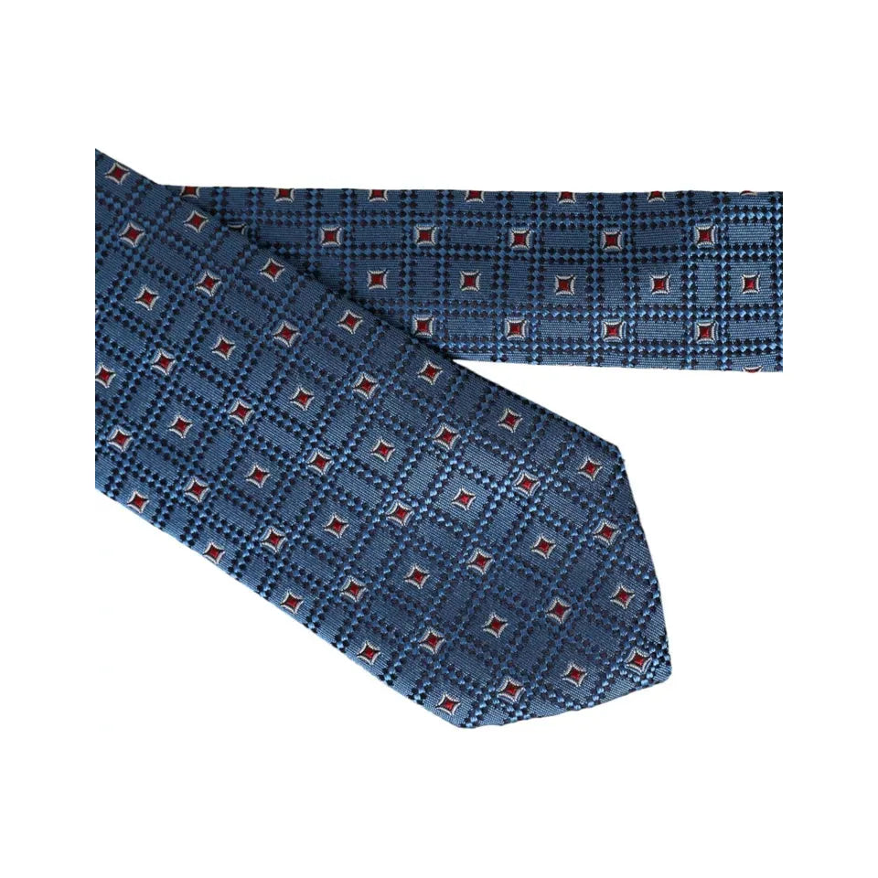 Dolce & Gabbana Blue Patterned 100% Silk Adjustable Men Tie Dolce & Gabbana