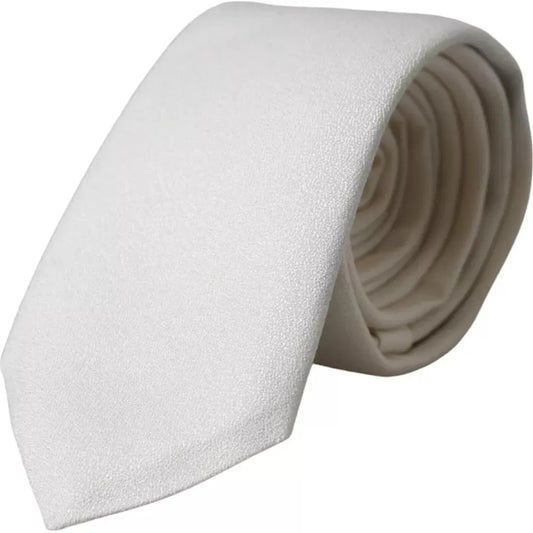 Dolce & Gabbana White Silk Classic Adjustable Men Tie Dolce & Gabbana