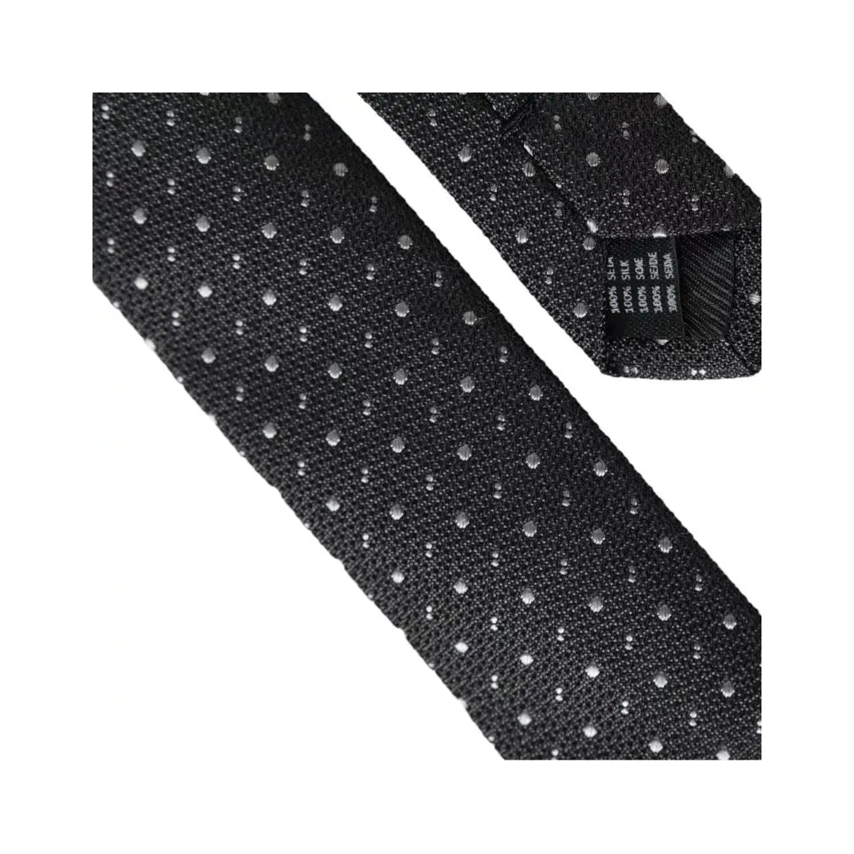 Dolce & Gabbana Black Polka Dot Silk Adjustable Men Tie Dolce & Gabbana