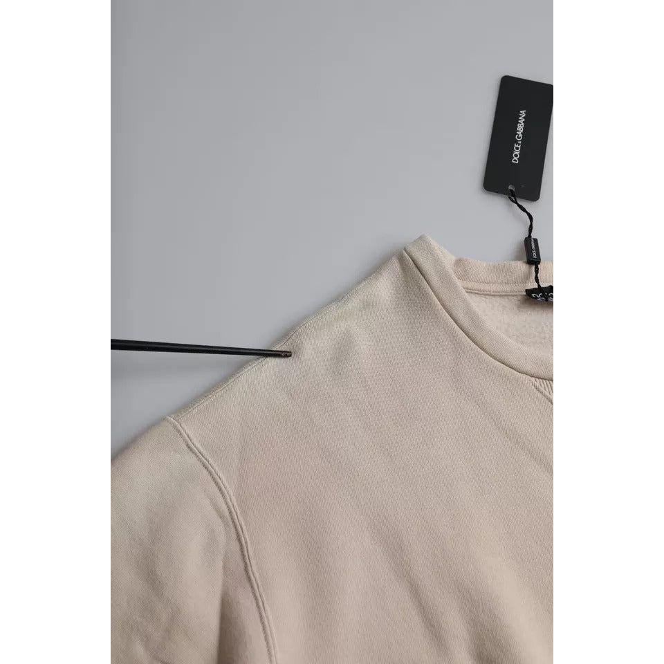 Dolce & Gabbana Beige Cotton Crew Neck Sweatshirt Sweater Dolce & Gabbana