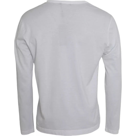 Dolce & Gabbana White Logo Cotton Crew Neck Pullover Sweater Dolce & Gabbana