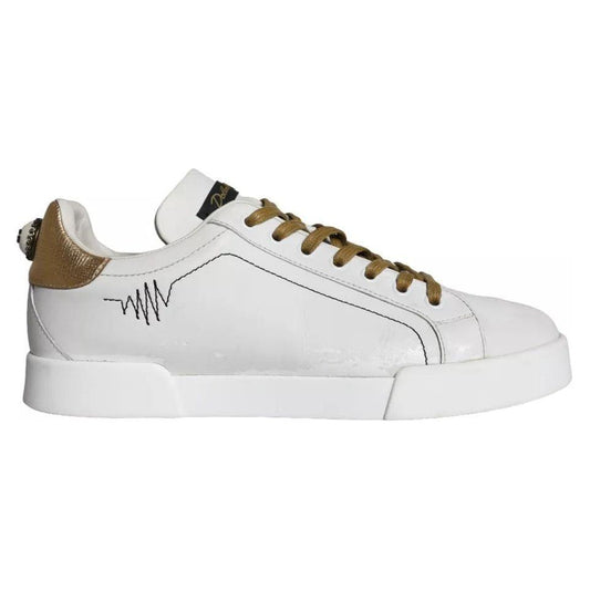 Dolce & Gabbana White Leather Portofino Low Top Sneakers Shoes Dolce & Gabbana