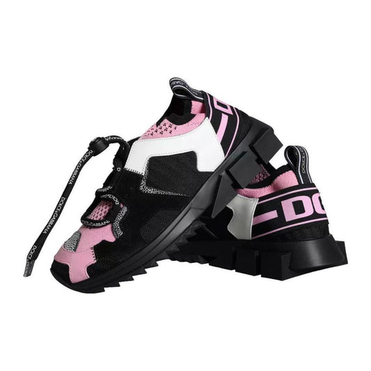 Dolce & Gabbana Black Pink Mesh Sorrento Trekking Sneakers Shoes Dolce & Gabbana