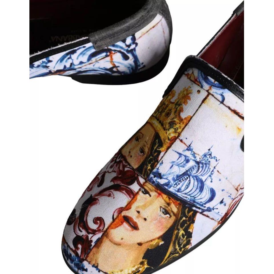 Dolce & Gabbana Multicolor Madonna Majolica Amalfi Men Loafers Shoes Dolce & Gabbana