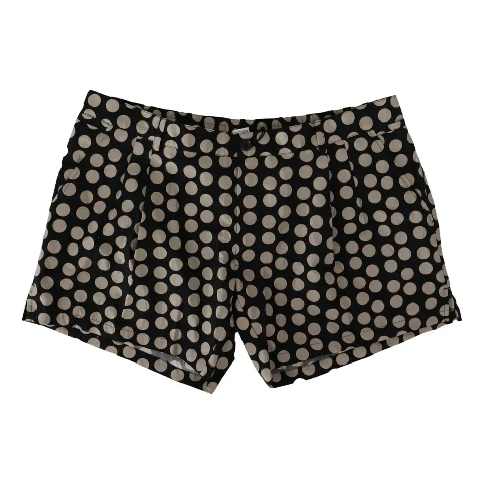 Dolce & Gabbana Black White Polka Dots Cotton Linen Shorts Dolce & Gabbana