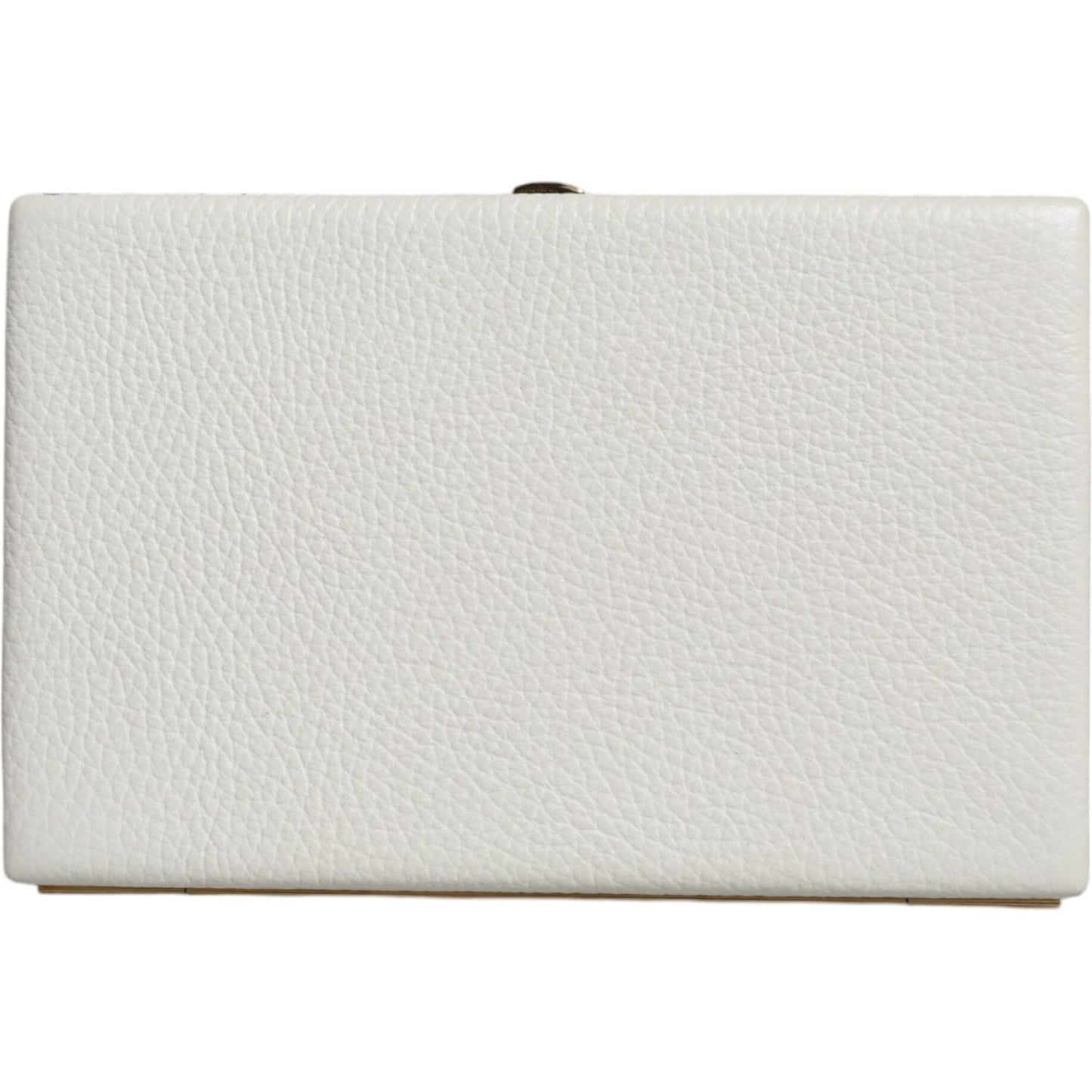 Dolce & Gabbana White Leather Gold Frame Clutch Evening Party Purse Bag Dolce & Gabbana