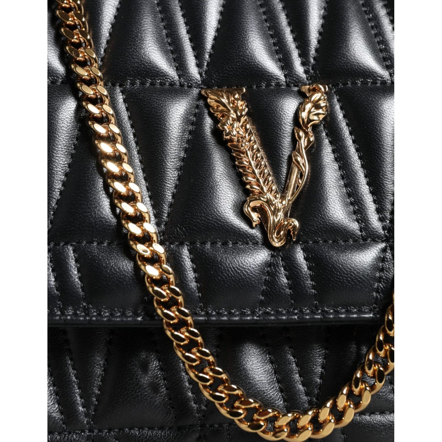 Versace Black Mini Nappa Leather Crossbody Shoulder Bag Versace