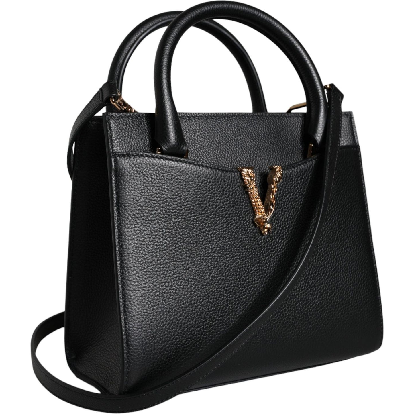 Versace Black Small Leather TopHandle Shoulder Crossbody Bag Versace