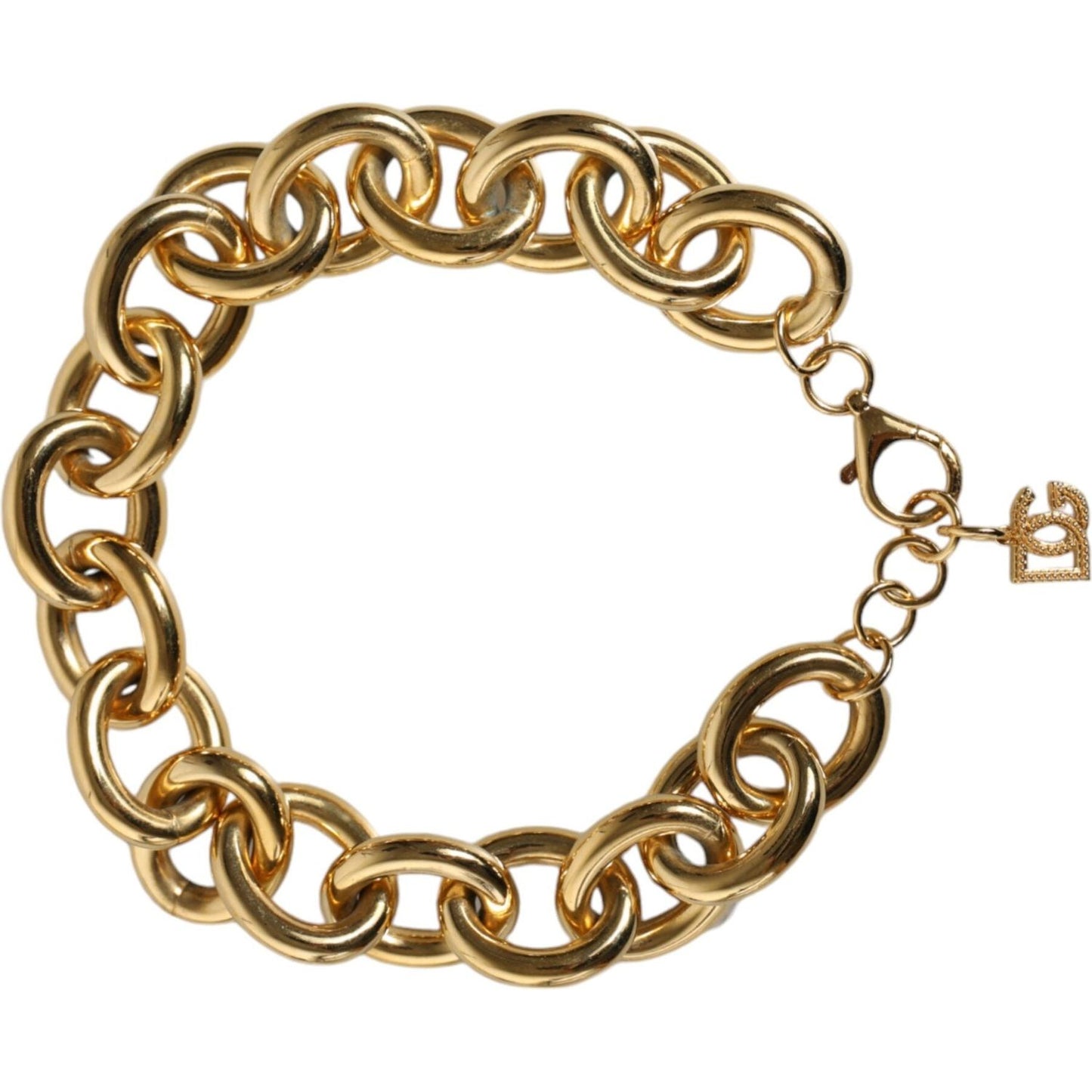 Dolce & Gabbana Gold Tone Brass Maxi Chain Lobster Clasp Logo Bracelet Dolce & Gabbana