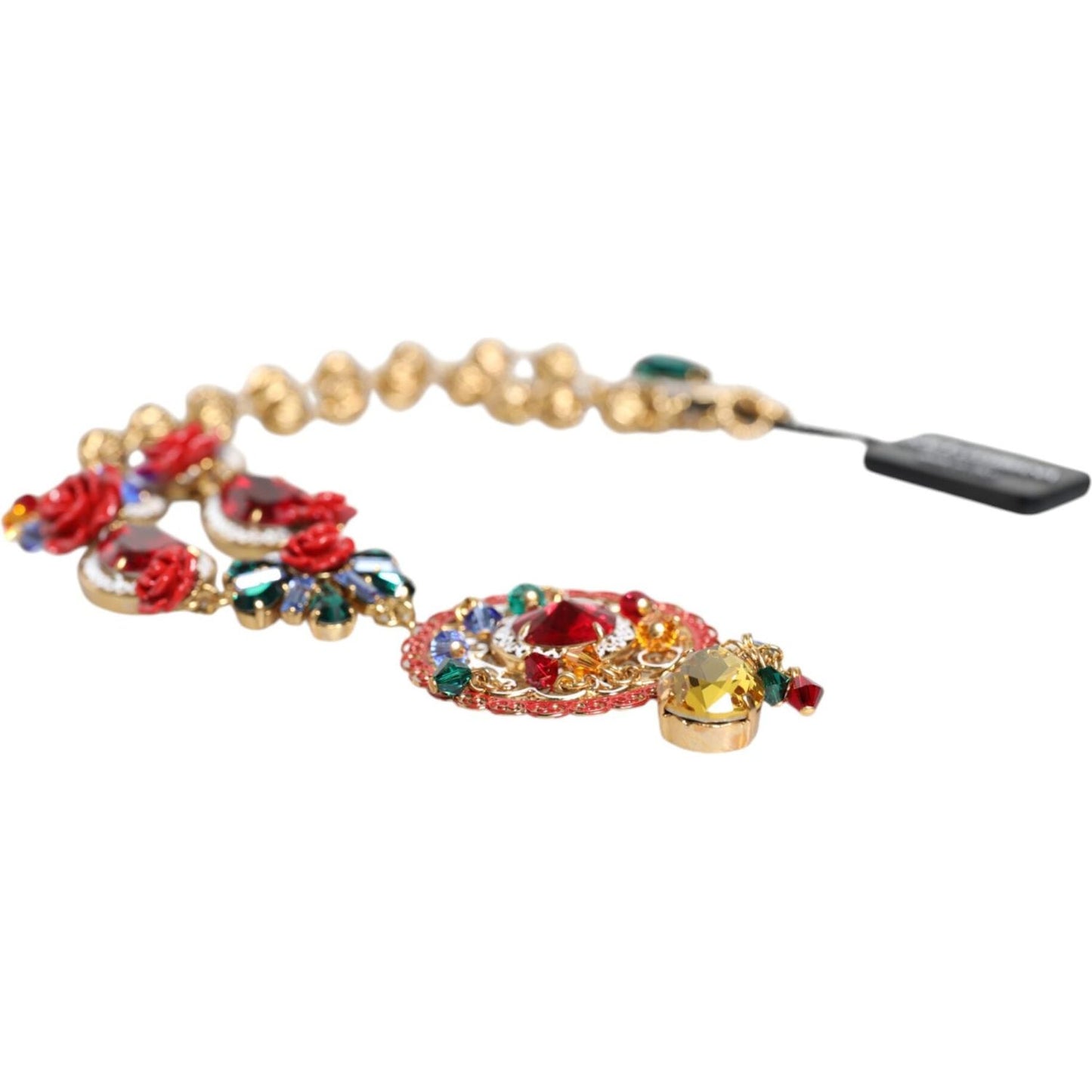 Dolce & Gabbana Gold Tone Brass Embellished Ball Chain Statement Necklace Dolce & Gabbana