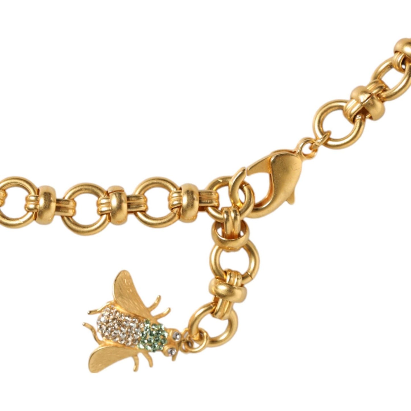 Dolce & Gabbana Gold Brass Crystal Bug Charm Pendant Statement Necklace Dolce & Gabbana