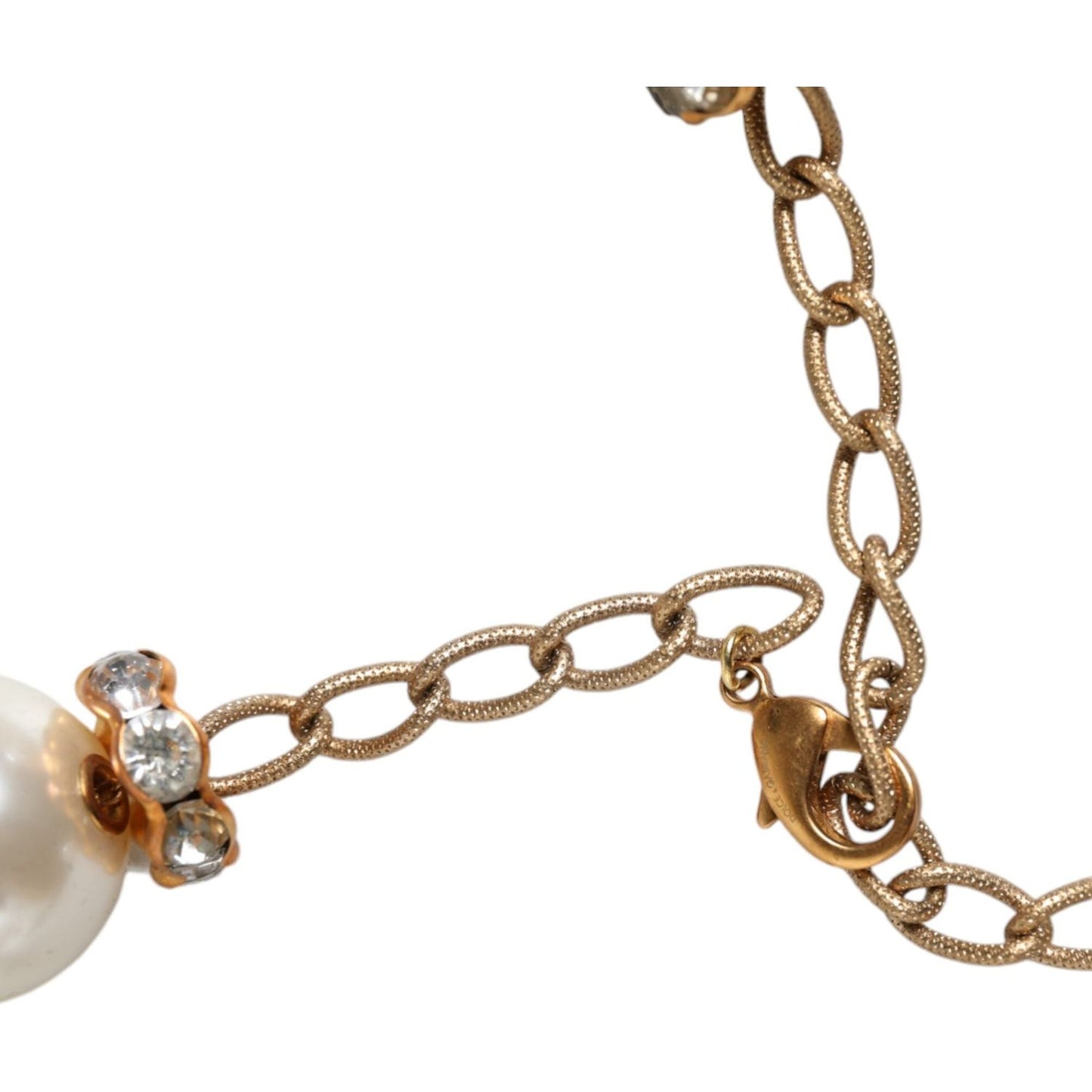 Dolce & Gabbana White Maxi Faux Pearl Beads Crystals Gold Chain Necklace Dolce & Gabbana