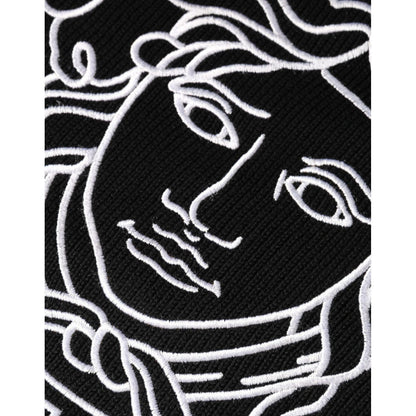 Versace Black Medusa Embroidery Crew Neck Pullover Sweater