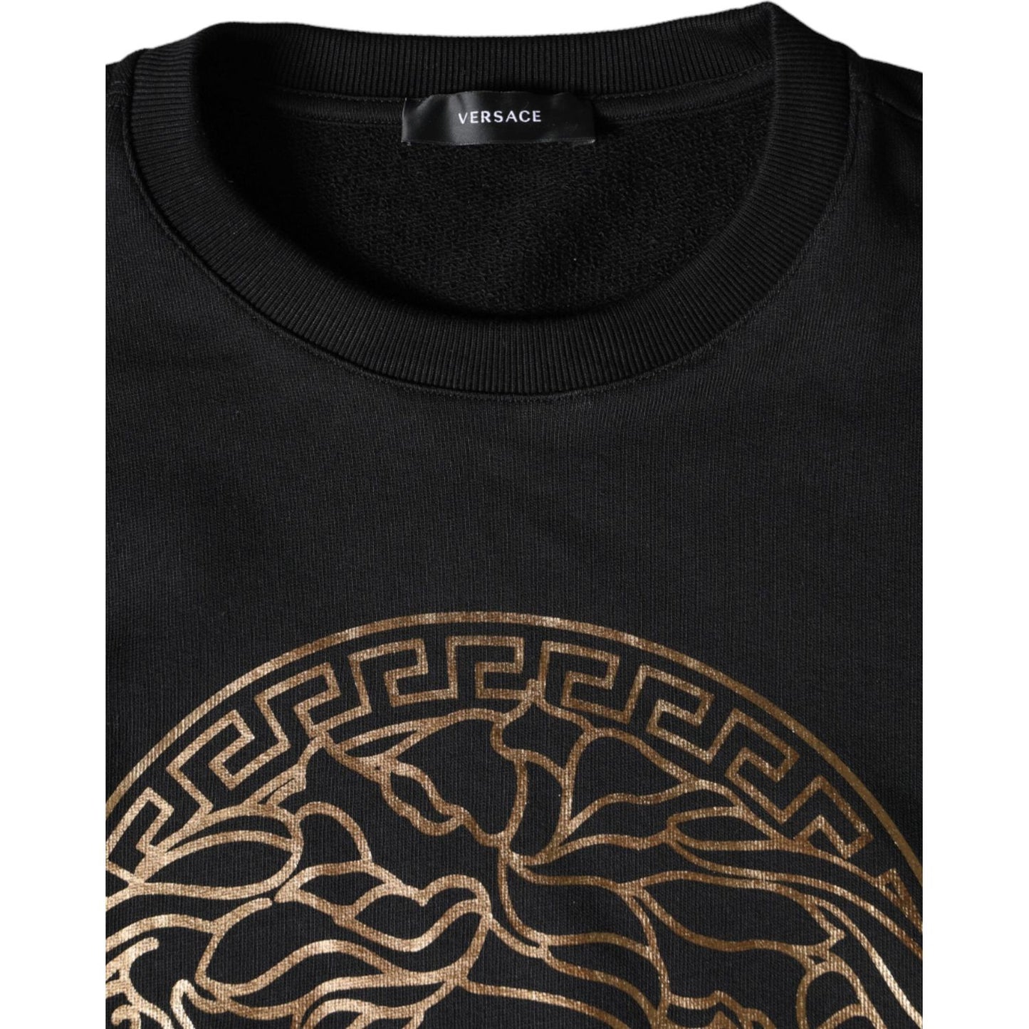 Versace Black Medusa Fleece Cotton Crew Neck Sweatshirt Sweater