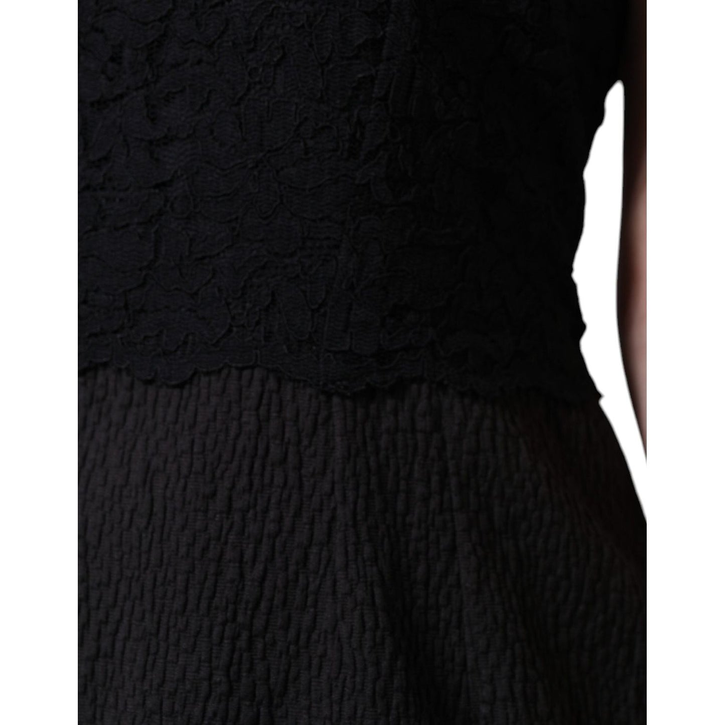 Dolce & Gabbana Black Cotton Sheath Knee Length Dress Dolce & Gabbana