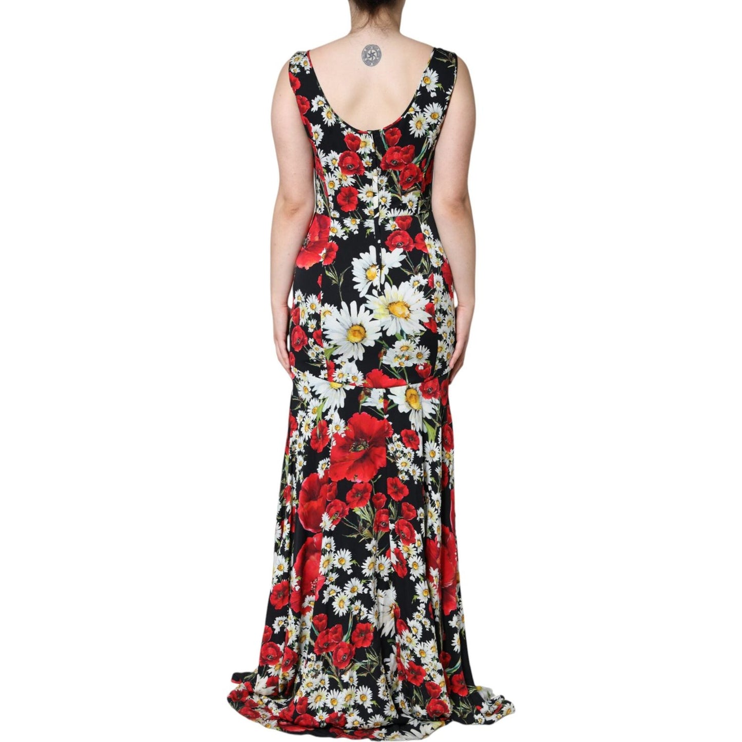 Dolce & Gabbana Black Floral Silk Sleeveless Long Gown Dress Dolce & Gabbana