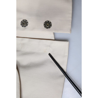 Valentino Beige Cotton Long Sleeves Round Neck Blazer Jacket