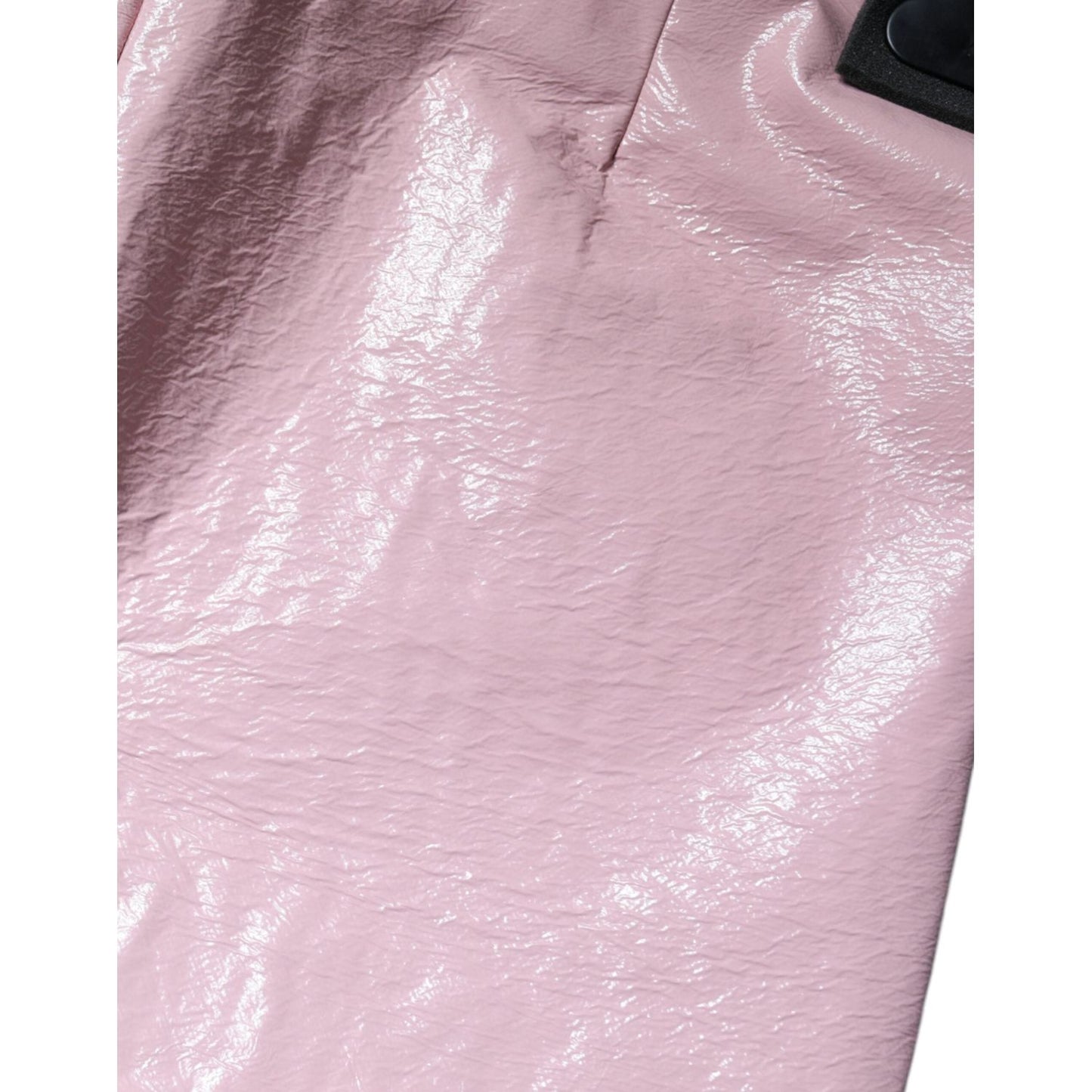 Dolce & Gabbana Glossy Pink Cotton High Waist Mini Skirt