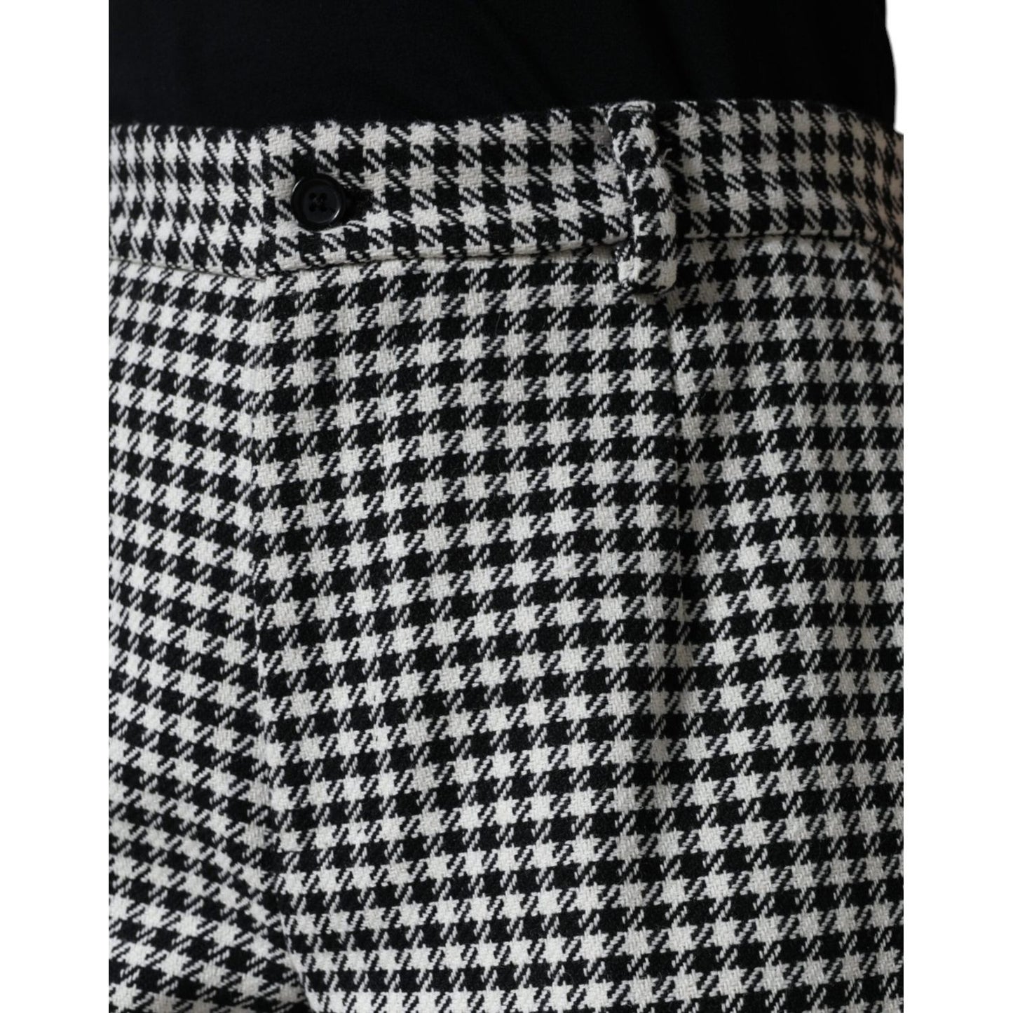 Dolce & Gabbana Black White Houndstooth Cropped Wide Leg Pants Dolce & Gabbana