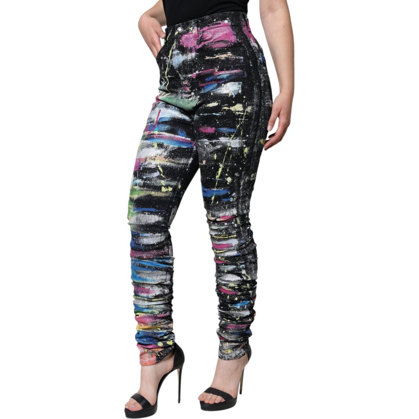 Dolce & Gabbana Multicolor Splatter Paint Cotton Skinny Denim Jeans Dolce & Gabbana