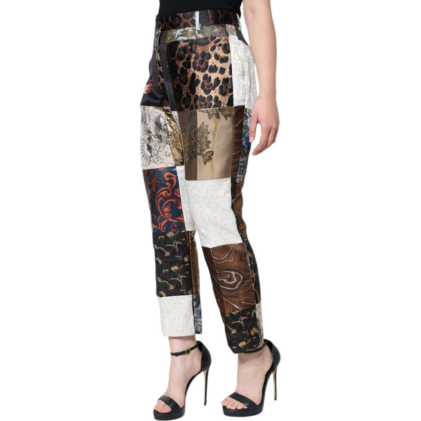 Dolce & Gabbana Multicolor Patchwork Jacquard High Waist Pants Dolce & Gabbana