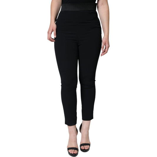 Dolce & Gabbana Black Viscose High Waist Tapered Pants Dolce & Gabbana