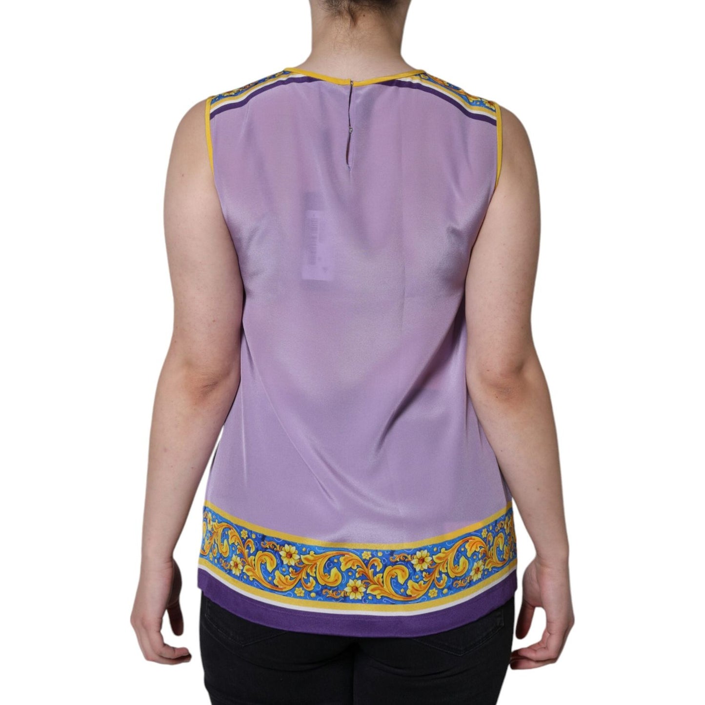 Dolce & Gabbana Purple Silk Caponata Siciliana Print Tank Top Dolce & Gabbana