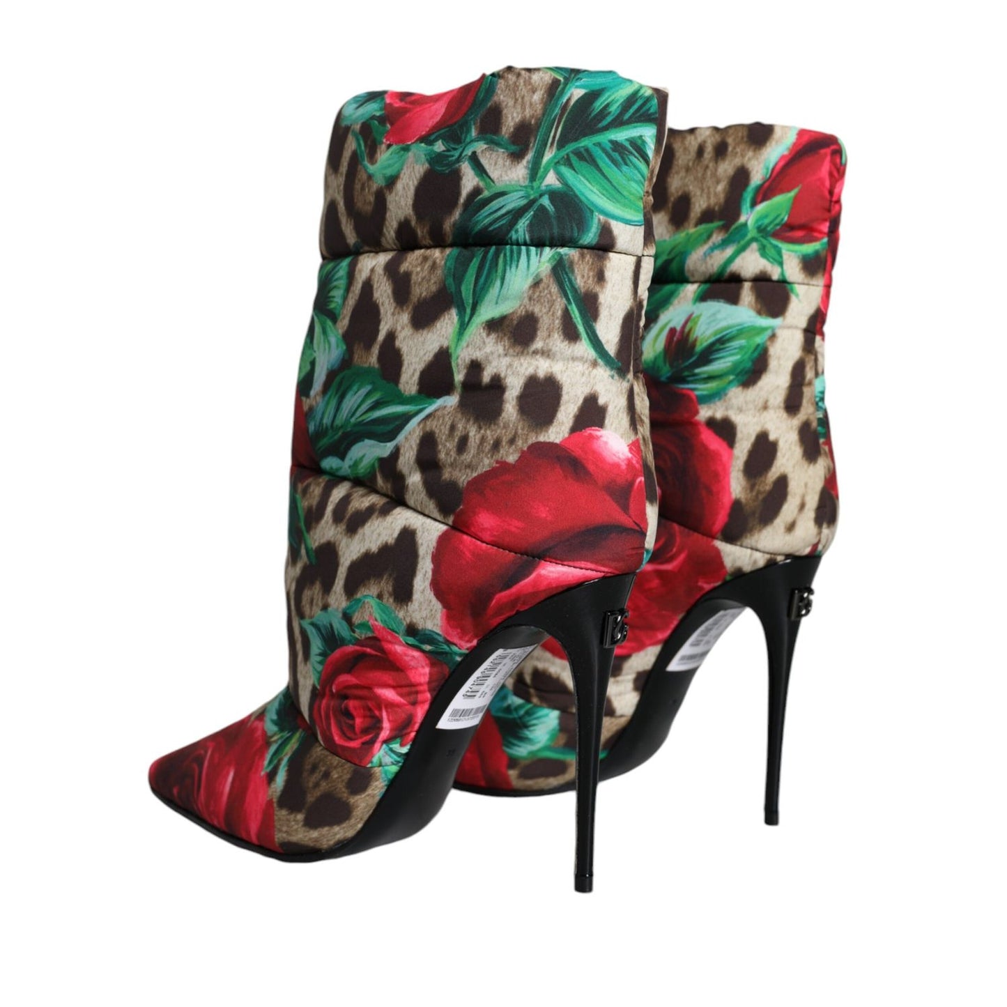 Dolce & Gabbana Multicolor Leopard Rose Mid Calf Boots Shoes