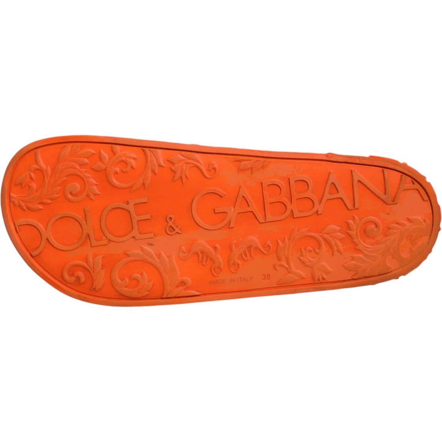 Dolce & Gabbana Orange Rubber Slides Sandals Beachwear Shoes Dolce & Gabbana