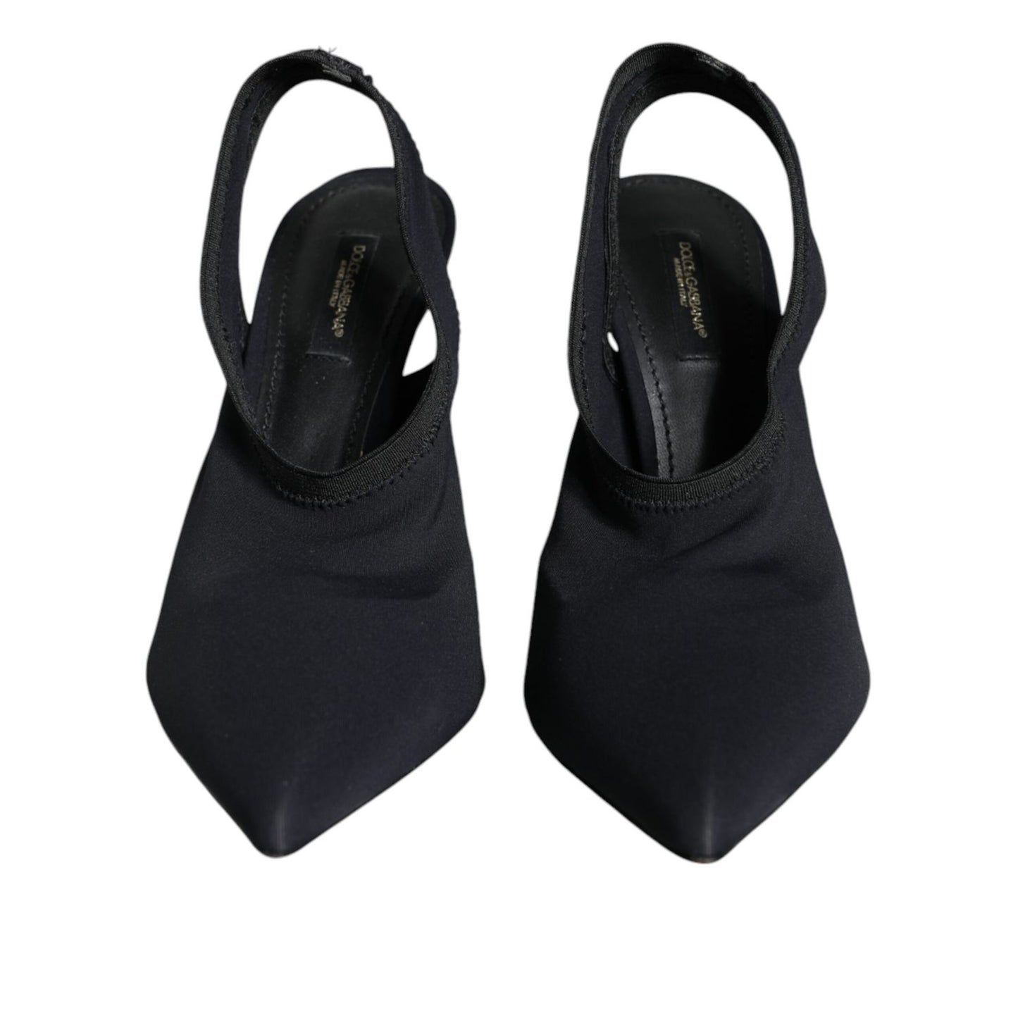 Dolce & Gabbana Black Jersey Stretch Heels Slingback Shoes
