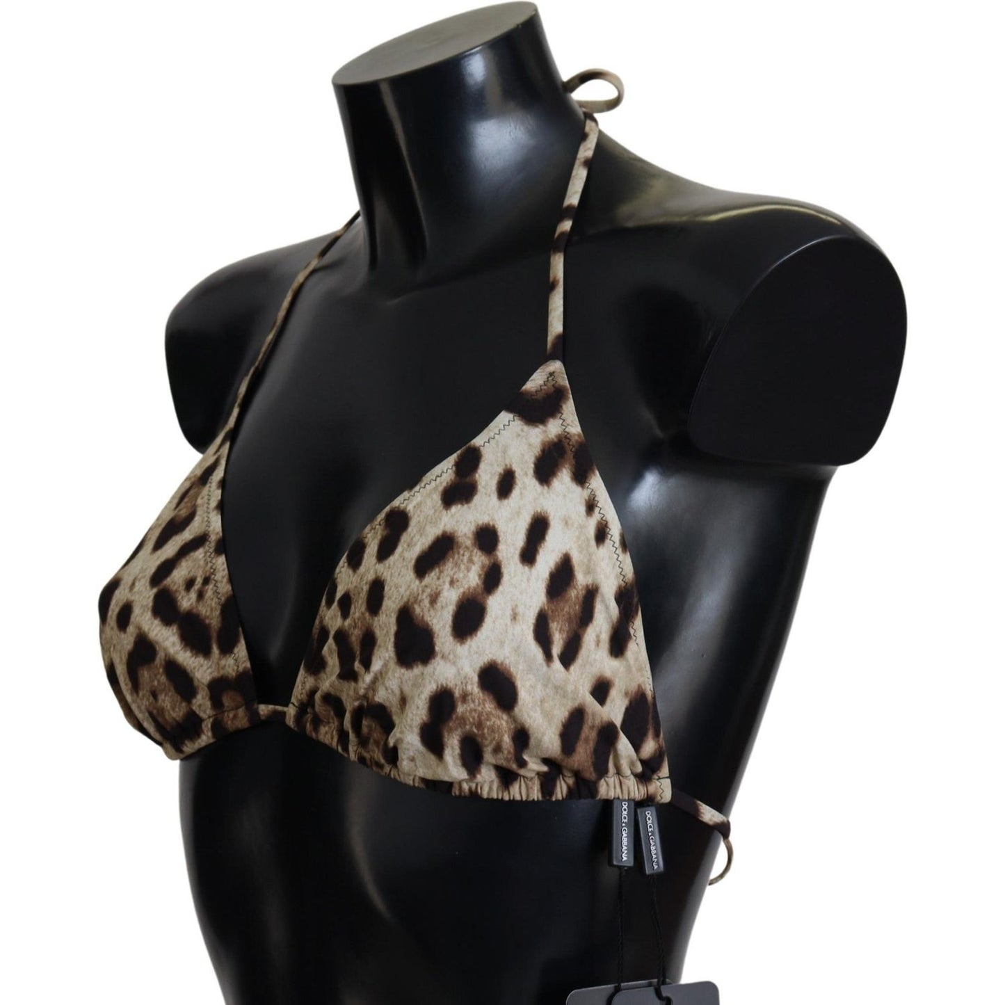 Dolce & Gabbana Brown Leopard Halter Beachwear Swimwear Bikini Top Dolce & Gabbana