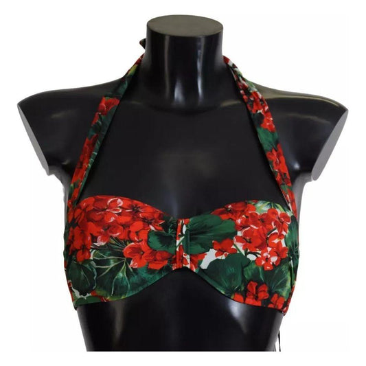 Dolce & Gabbana Multicolor Geranium Halter Beachwear Bikini Top Dolce & Gabbana