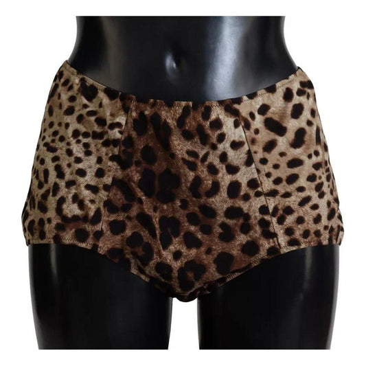 Dolce & Gabbana Brown Leopard Print Swimsuit Swimwear Bikini Bottom Dolce & Gabbana