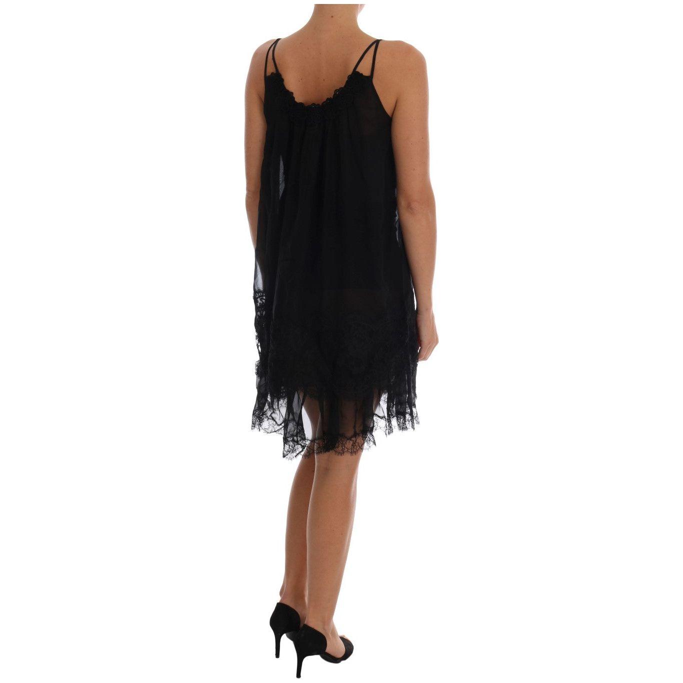 Dolce & Gabbana Black Silk Lace Chemise Dress