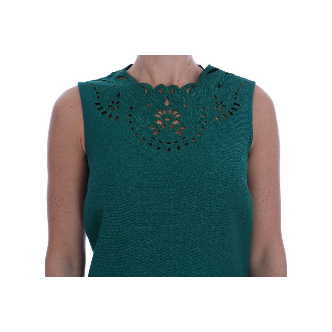 优雅绿色 A 字形紧身连衣裙