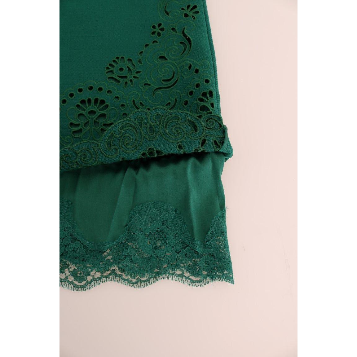 优雅绿色 A 字形紧身连衣裙