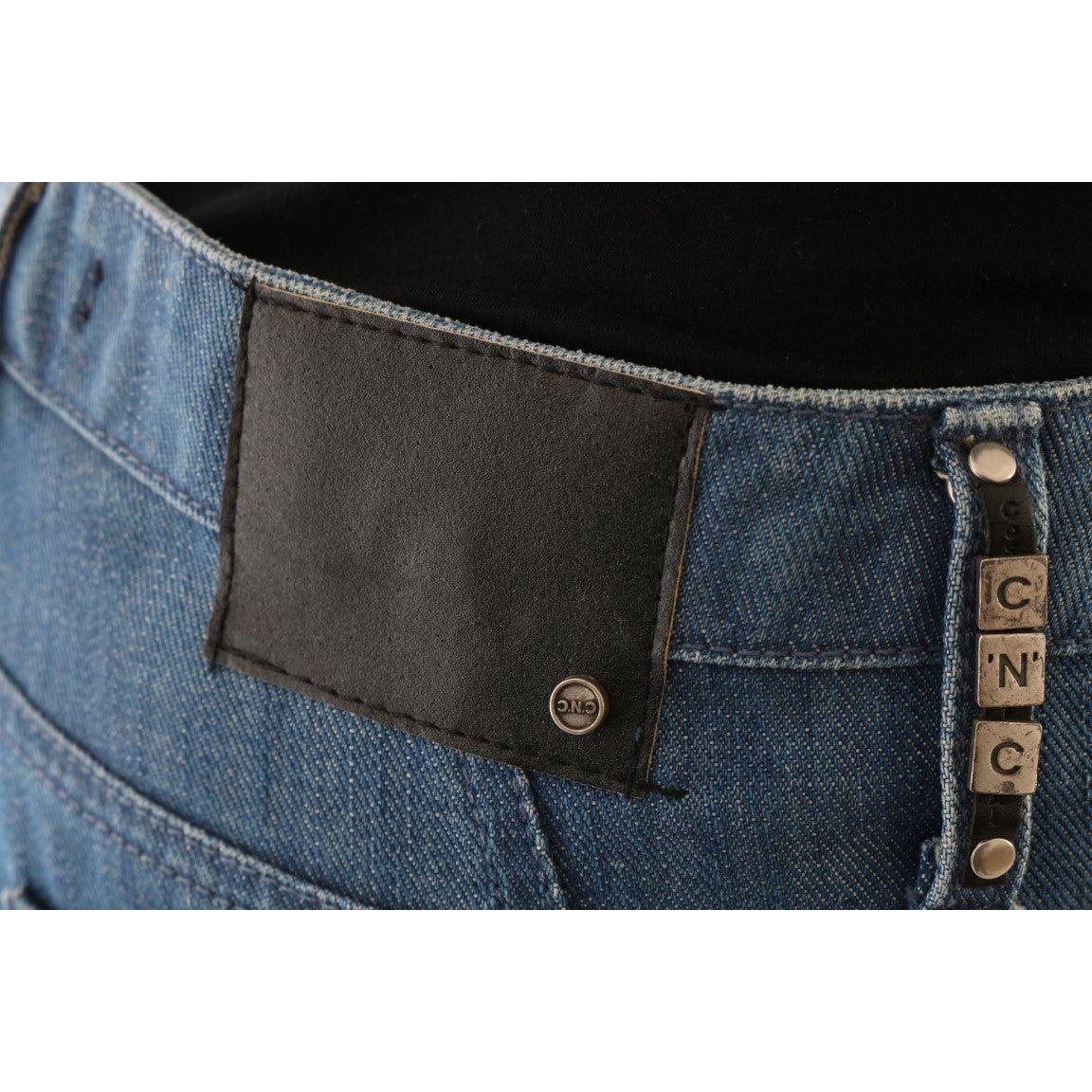 优雅男孩款蓝色洗水牛仔裤