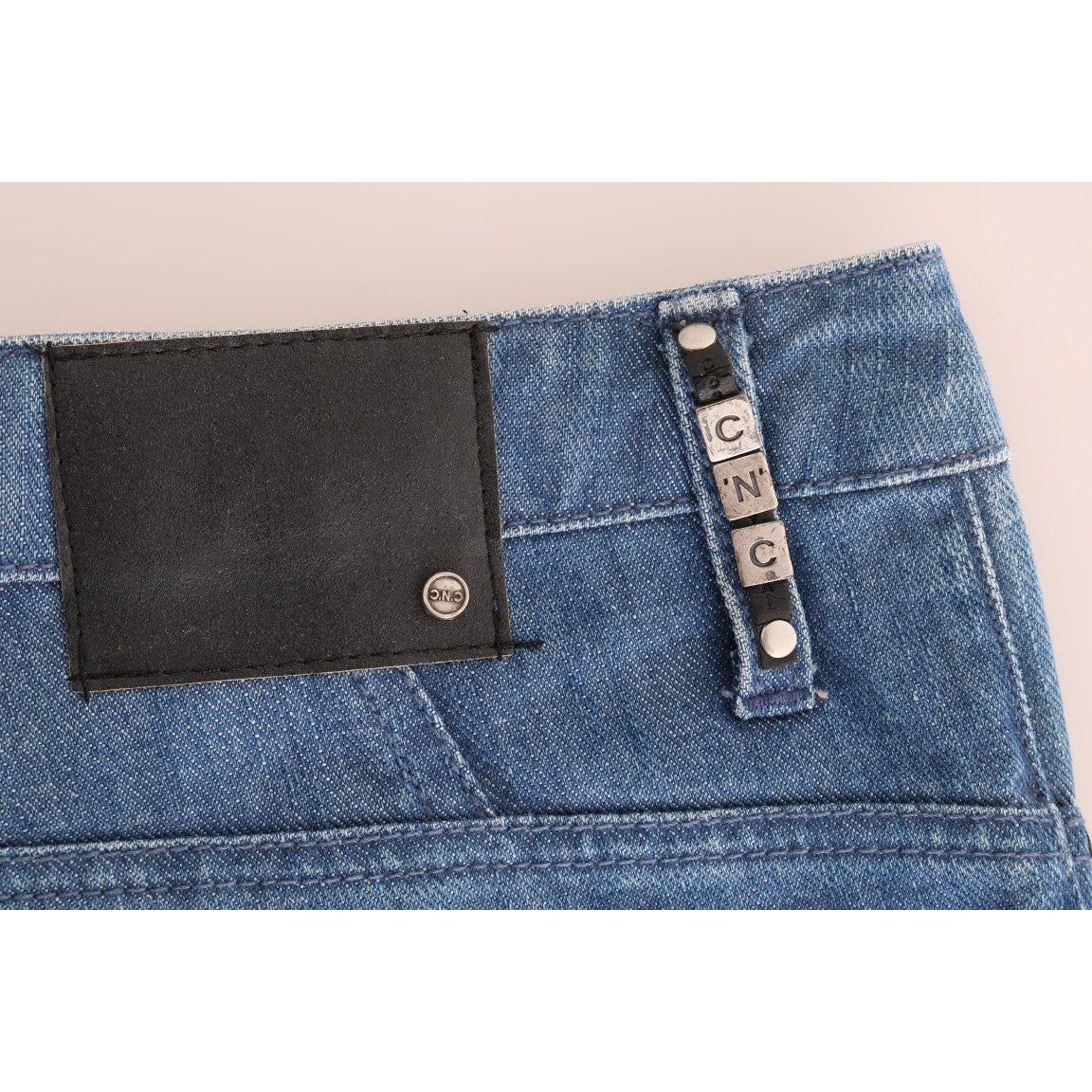 优雅男孩款蓝色洗水牛仔裤