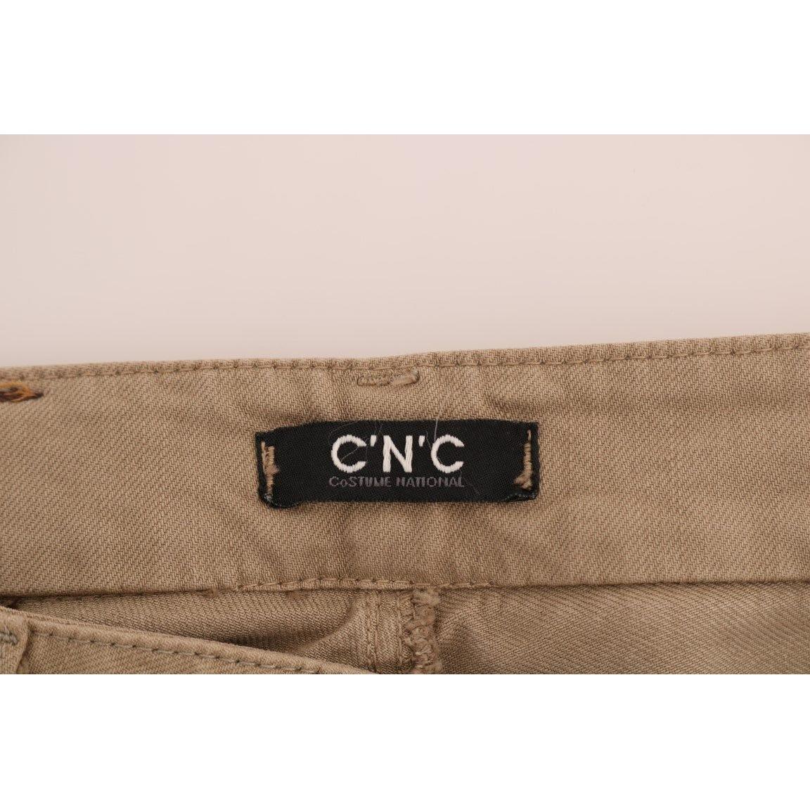 米色超修身牛仔裤