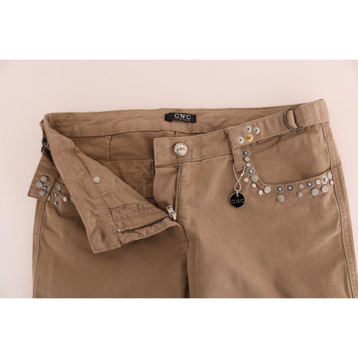 米色超修身版型设计师牛仔裤