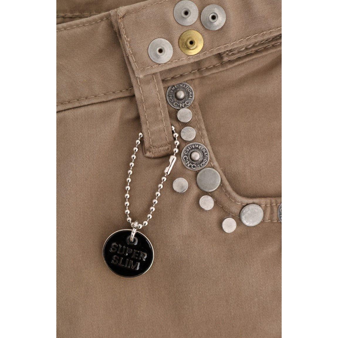 米色超修身版型设计师牛仔裤