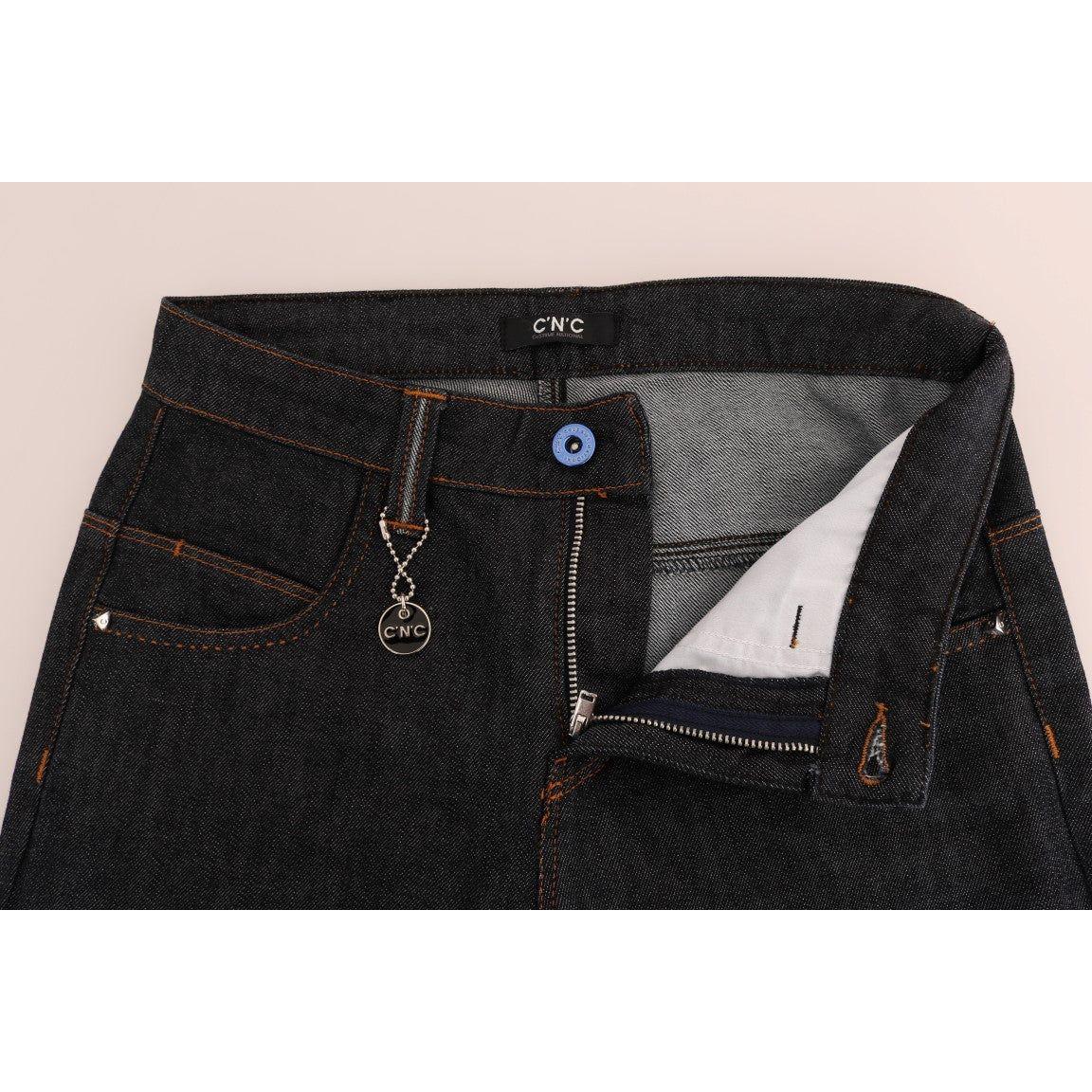 时尚深蓝色超修身牛仔裤