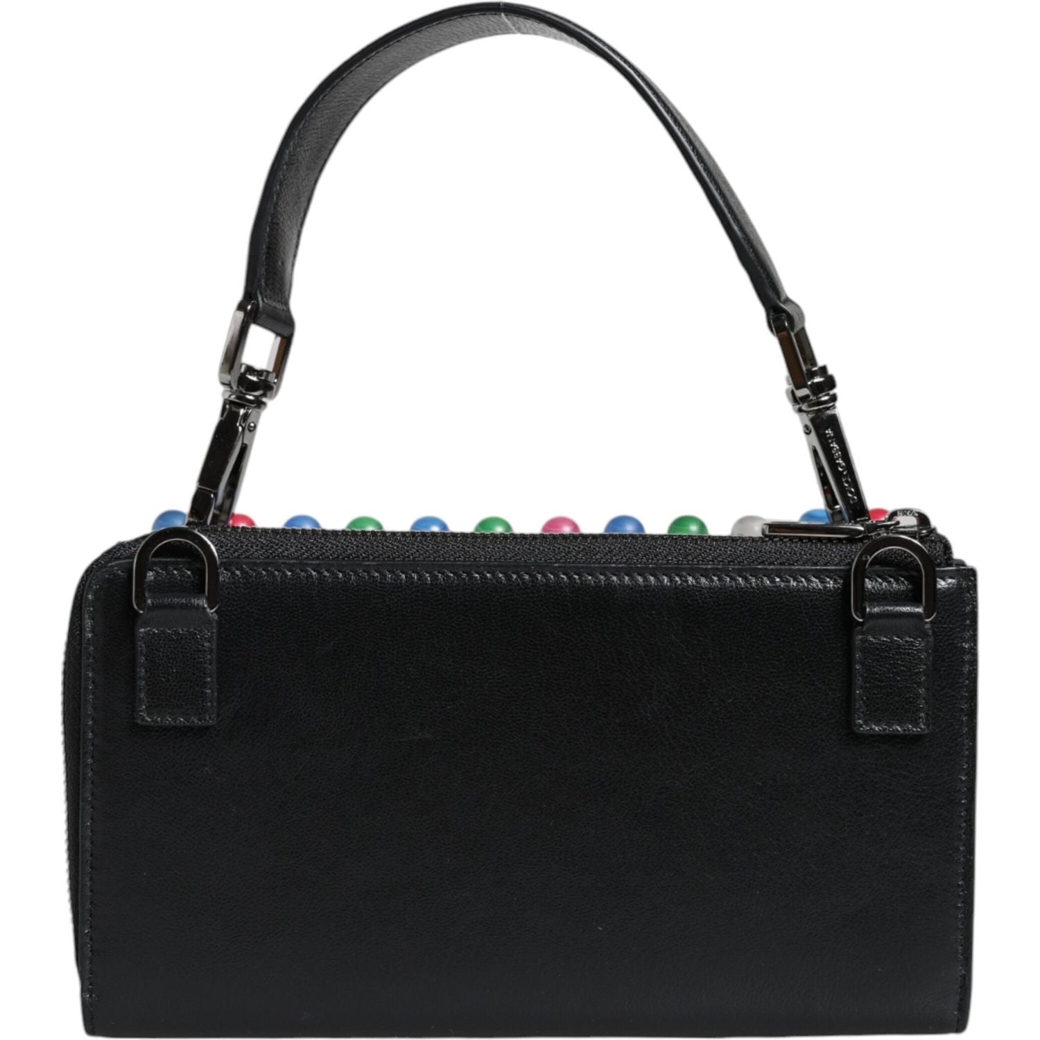 Dolce & Gabbana Black Leather Lighted Top Handle Handbag Bag