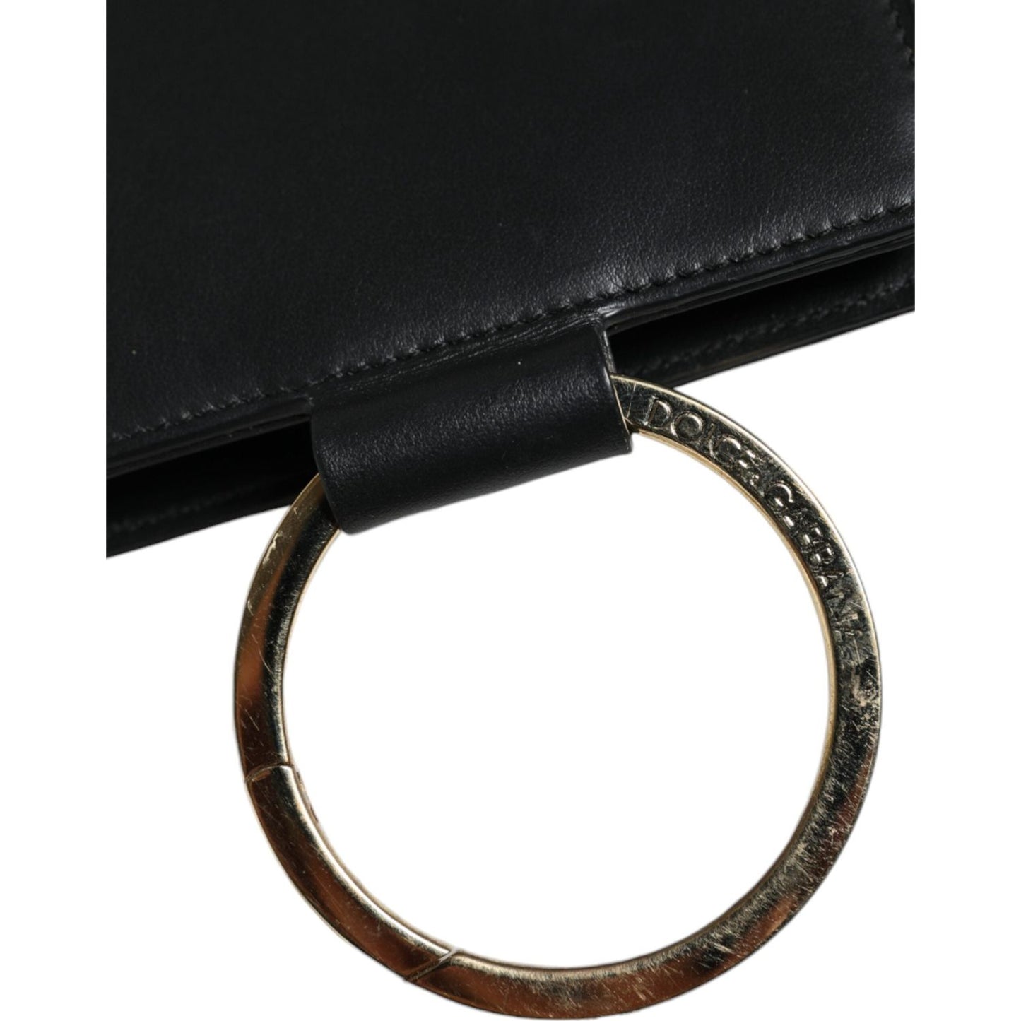 Dolce & Gabbana Black Leather Logo Plaque Neck Strap Card Coin Wallet Dolce & Gabbana