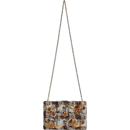 Dolce & Gabbana Multicolor Tweed Floral Clutch Crossbody Bag Dolce & Gabbana