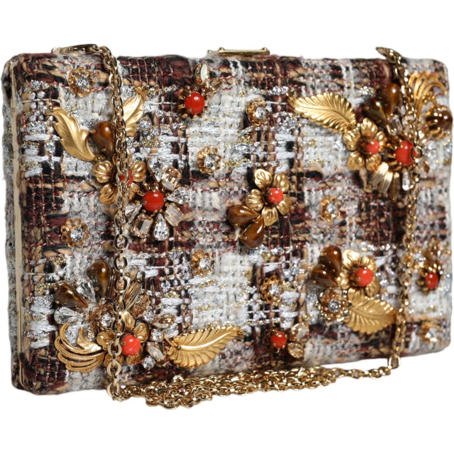 Dolce & Gabbana Multicolor Tweed Floral Clutch Crossbody Bag Dolce & Gabbana