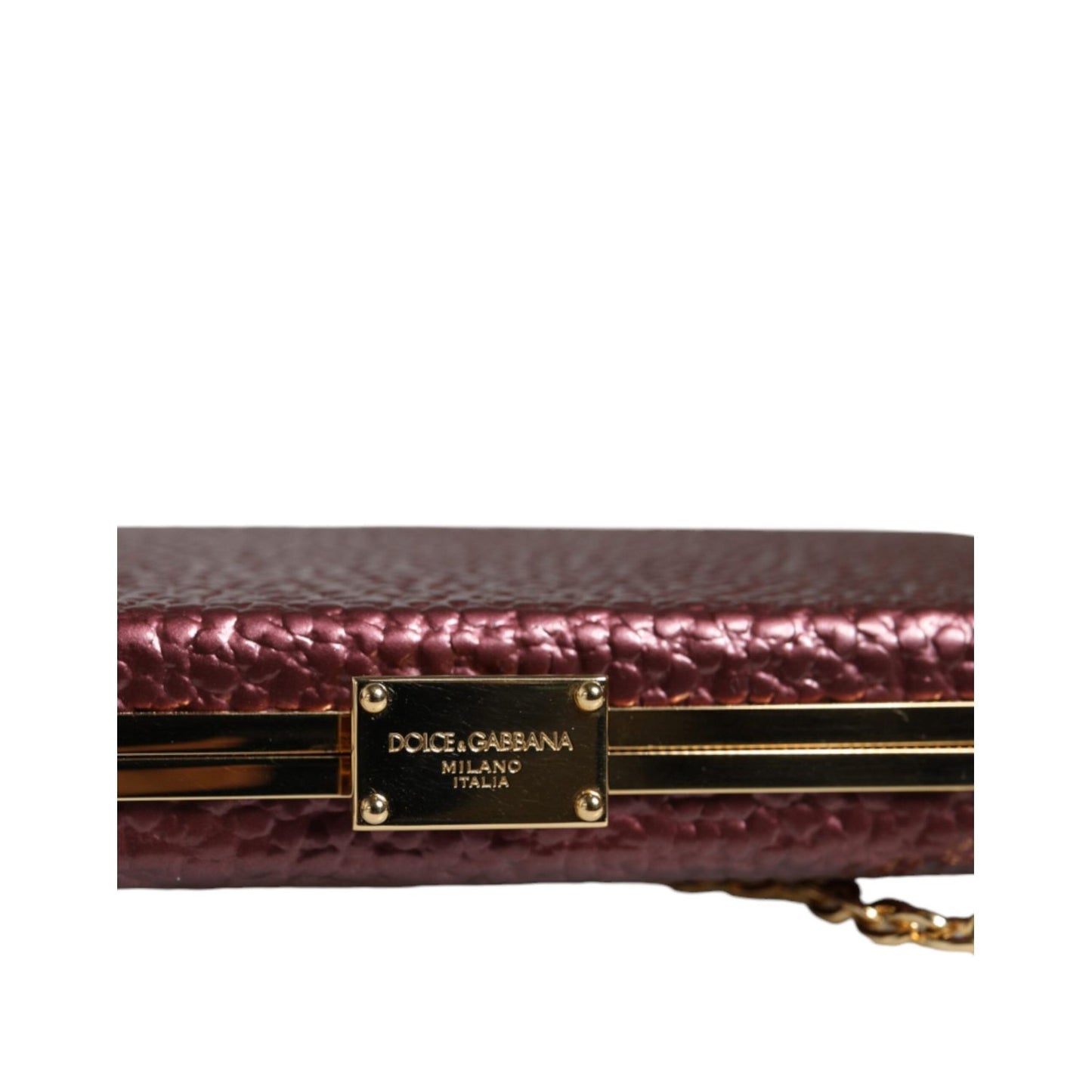 Dolce & Gabbana Maroon Leather Clutch Evening Crossbody Bag