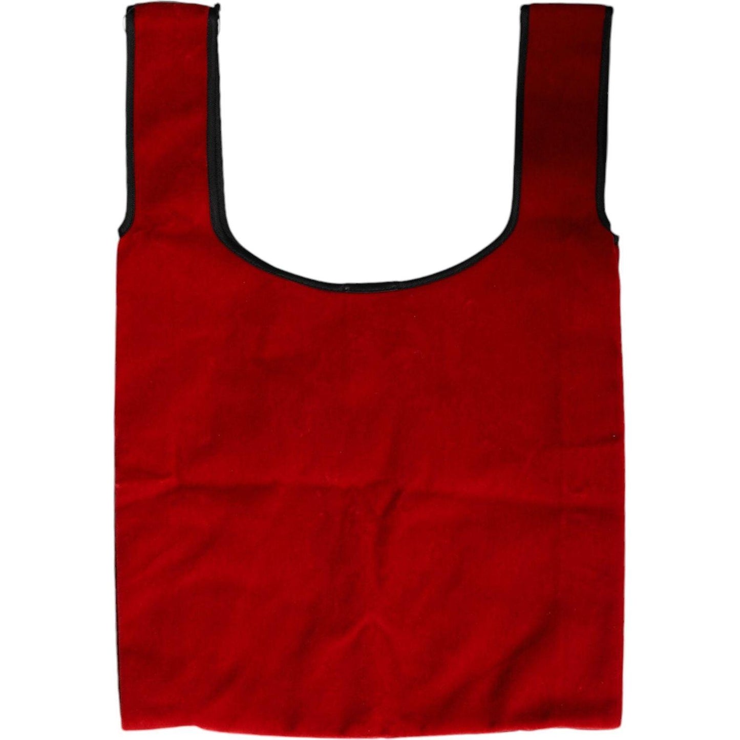 Dolce & Gabbana Red Cotton Velvet Logo Shopping Tote MARKET Bag Dolce & Gabbana