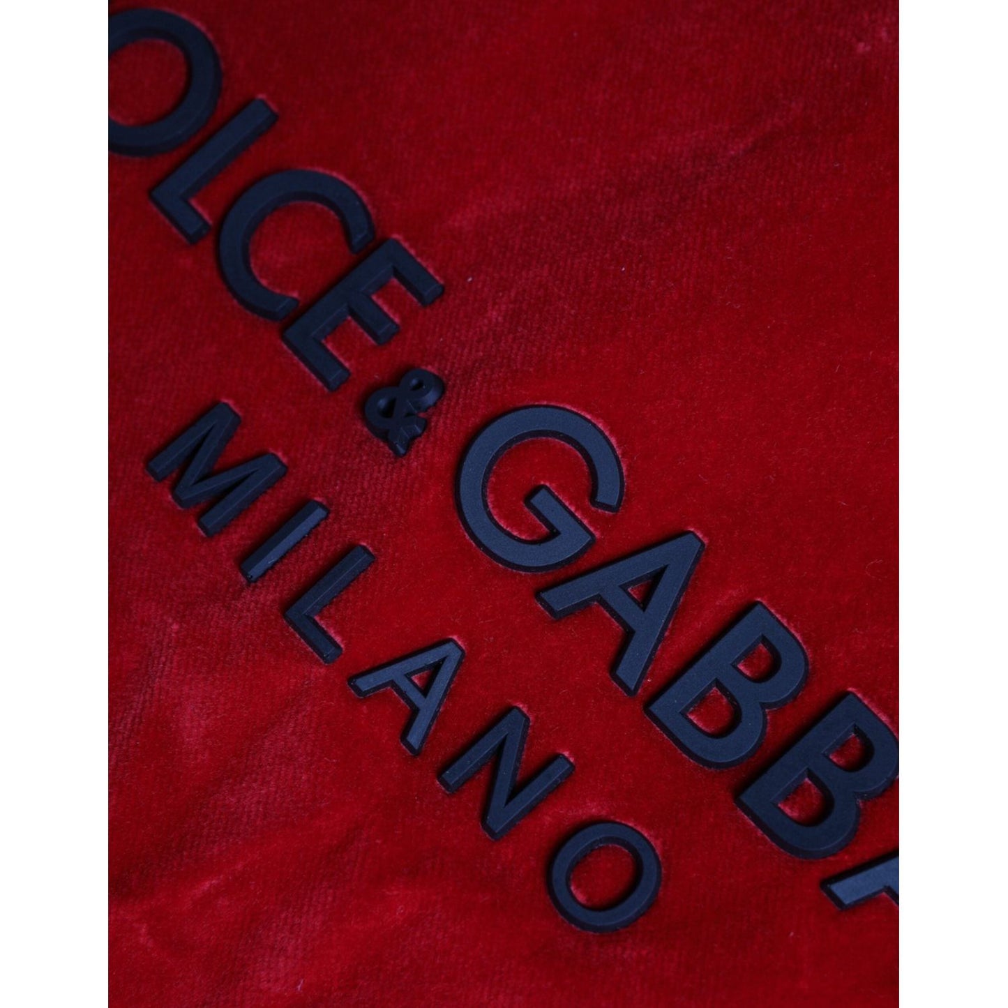 Dolce & Gabbana Red Cotton Velvet Logo Shopping Tote MARKET Bag Dolce & Gabbana